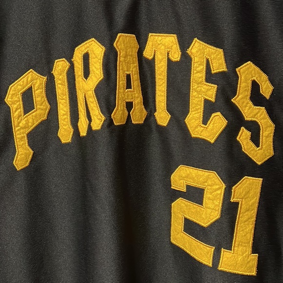 Vintage MLB Pittsburgh Pirates Roberto Clemente Baseball #21 Black & Gold Jersey - Picture 6 of 8